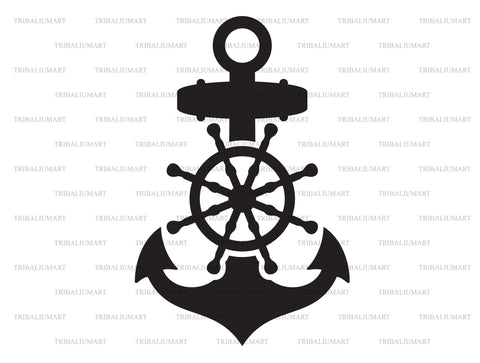 Nautical Ship Wheel and Anchor SVG TribaliumArtSF 