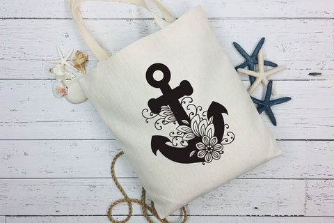 Nautical SVG, Floral Anchor SVG, Navy SVG Flower Design. SVG Elinorka 