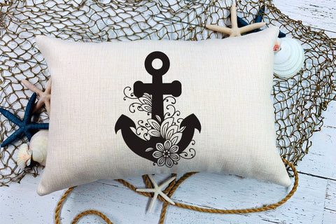 Nautical SVG, Floral Anchor SVG, Navy SVG Flower Design. SVG Elinorka 
