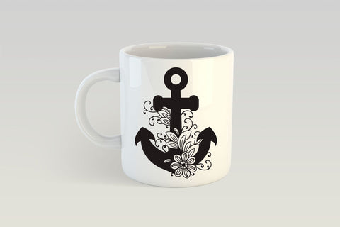 Nautical SVG, Floral Anchor SVG, Navy SVG Flower Design. SVG Elinorka 