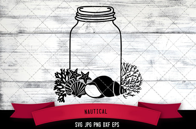 Nautical svg, mason jar svg, maritime svg, sea shells svg, ocean svg, beach wedding, cut files for Cricut, Silhouette Design, Svg, PNG, Dxf SVG Loveleen Kaur 