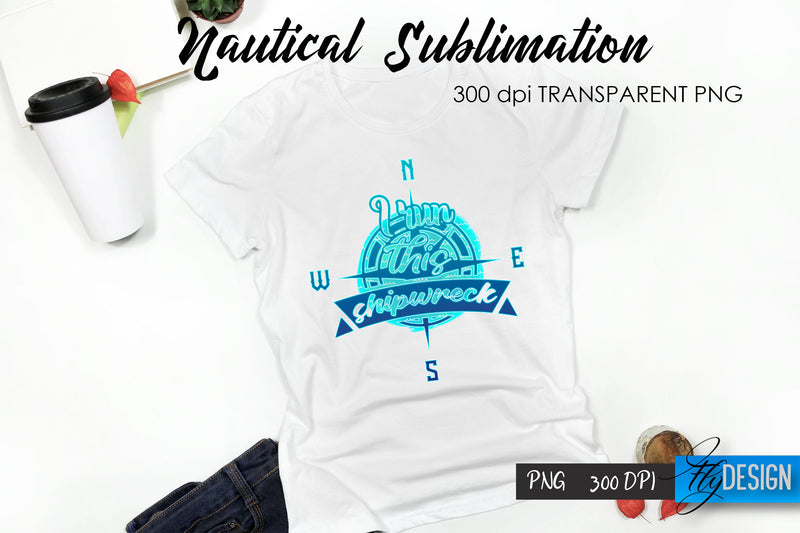 Nautical T-Shirt Sublimation. Summer T-Shirt Design v.10 Sublimation Fly Design 
