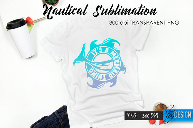 Nautical T-Shirt Sublimation. Summer T-Shirt Design v.13 Sublimation Fly Design 