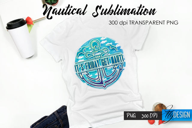 Nautical T-Shirt Sublimation. Summer T-Shirt Design v.14 Sublimation Fly Design 