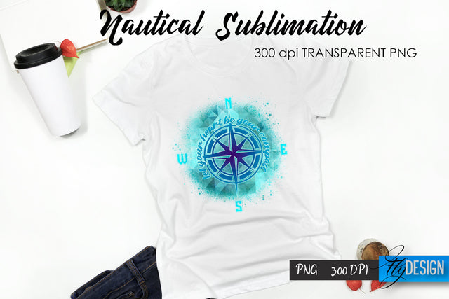 Nautical T-Shirt Sublimation. Summer T-Shirt Design v.16 Sublimation Fly Design 