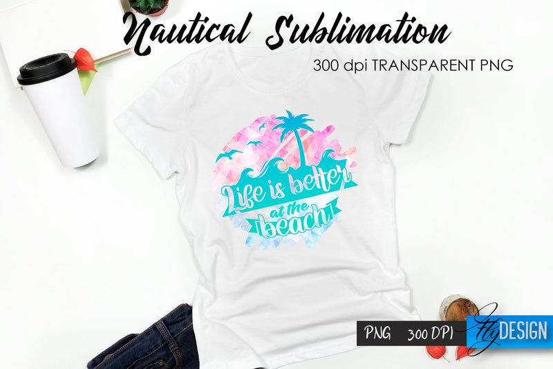 Nautical T-Shirt Sublimation. Summer T-Shirt Design v.17 Sublimation Fly Design 