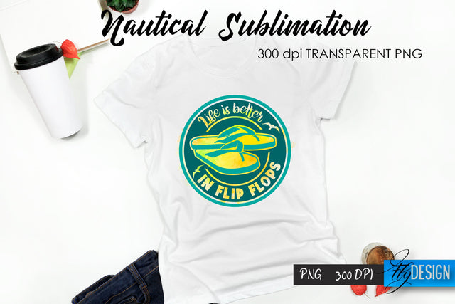 Nautical T-Shirt Sublimation. Summer T-Shirt Design v.18 Sublimation Fly Design 