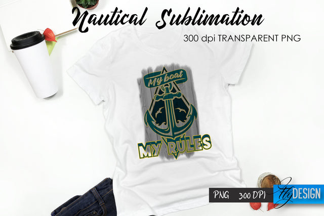 Nautical T-Shirt Sublimation. Summer T-Shirt Design v.20 Sublimation Fly Design 