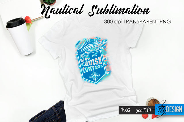 Nautical T-Shirt Sublimation. Summer T-Shirt Design v.23 Sublimation Fly Design 