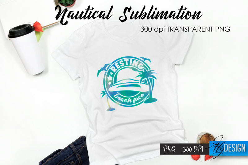 Nautical T-Shirt Sublimation. Summer T-Shirt Design v.26 Sublimation Fly Design 