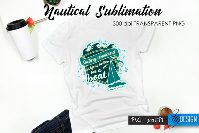 Nautical T-Shirt Sublimation. Summer T-Shirt Design v.27 Sublimation Fly Design 