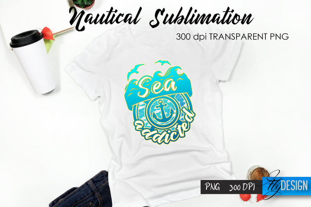 Nautical T-Shirt Sublimation. Summer T-Shirt Design v.28 Sublimation Fly Design 