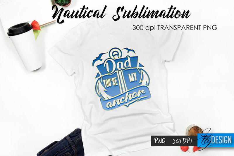 Nautical T-Shirt Sublimation. Summer T-Shirt Design v.3 Sublimation Fly Design 