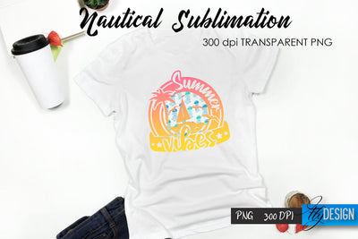 Nautical T-Shirt Sublimation. Summer T-Shirt Design v.31 Sublimation Fly Design 