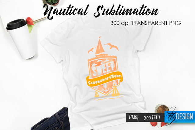 Nautical T-Shirt Sublimation. Summer T-Shirt Design v.33 Sublimation Fly Design 