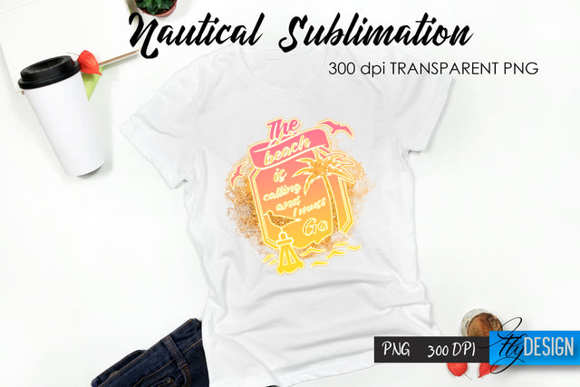 Nautical T-Shirt Sublimation. Summer T-Shirt Design v.34 Sublimation Fly Design 