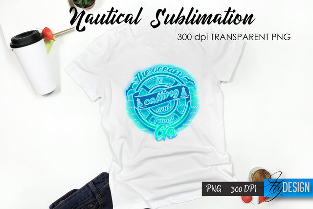 Nautical T-Shirt Sublimation. Summer T-Shirt Design v.35 Sublimation Fly Design 