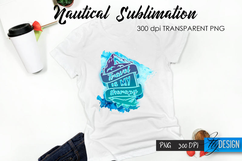 Nautical T-Shirt Sublimation. Summer T-Shirt Design v.37 Sublimation Fly Design 