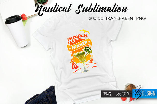 Nautical T-Shirt Sublimation. Summer T-Shirt Design v.38 Sublimation Fly Design 