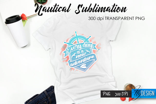 Nautical T-Shirt Sublimation. Summer T-Shirt Design v.6 Sublimation Fly Design 