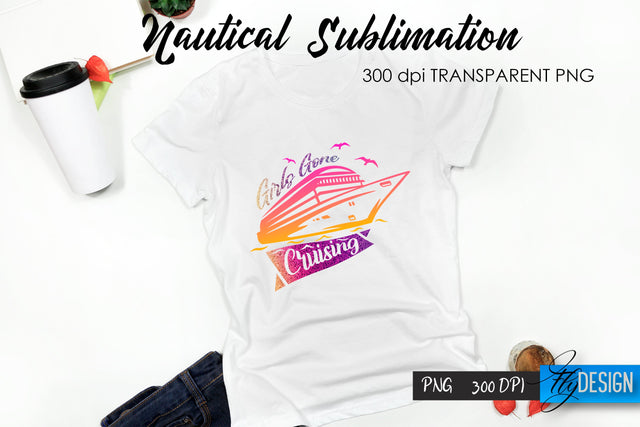 Nautical T-Shirt Sublimation. Summer T-Shirt Design v.7 Sublimation Fly Design 