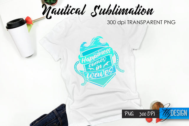 Nautical T-Shirt Sublimation. Summer T-Shirt Design v.8 Sublimation Fly Design 