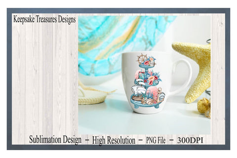 Nautical Tiered Tray, Summer Tiered Tray, Beach House Décor, Sublimation PNG, Digital Download, Seaside Ocean Clipart Sublimation Keepsake Treasures Designs LLC. 