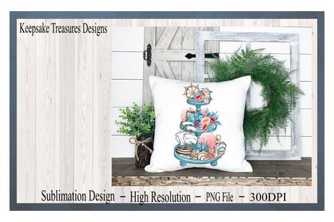 Nautical Tiered Tray, Summer Tiered Tray, Beach House Décor, Sublimation PNG, Digital Download, Seaside Ocean Clipart Sublimation Keepsake Treasures Designs LLC. 
