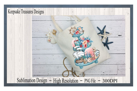 Nautical Tiered Tray, Summer Tiered Tray, Beach House Décor, Sublimation PNG, Digital Download, Seaside Ocean Clipart Sublimation Keepsake Treasures Designs LLC. 