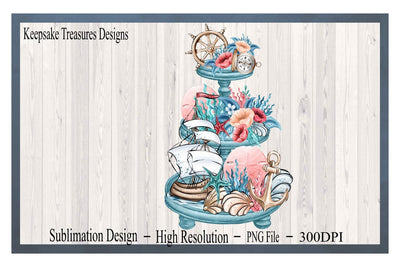 Nautical Tiered Tray, Summer Tiered Tray, Beach House Décor, Sublimation PNG, Digital Download, Seaside Ocean Clipart Sublimation Keepsake Treasures Designs LLC. 