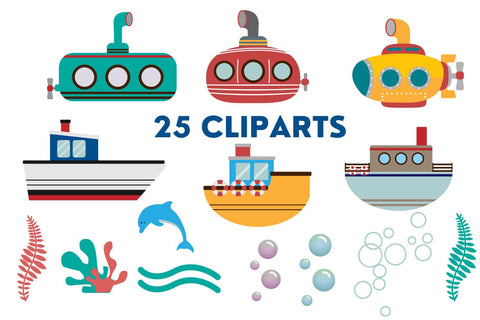Nautical Vehicles At Sea Clipart Set Sublimation Sublimatiz Designs 