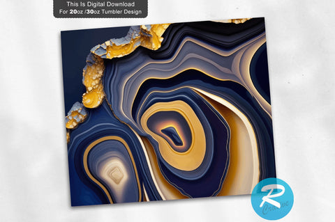 Navy and Gold Agate 20 oz / 30 oz Tumbler PNG Sublimation Regulrcrative 