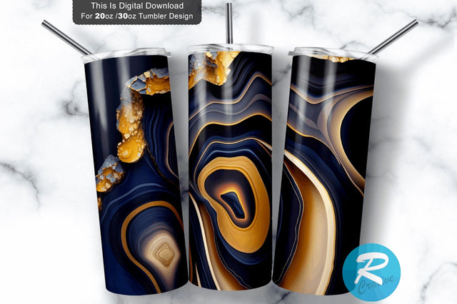 Navy and Gold Agate 20 oz / 30 oz Tumbler PNG Sublimation Regulrcrative 