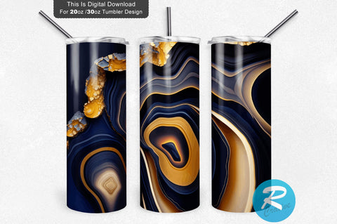 Navy and Gold Agate 20 oz / 30 oz Tumbler PNG Sublimation Regulrcrative 