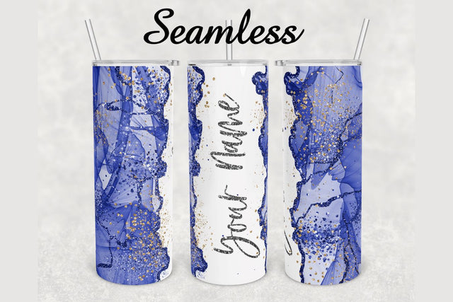 Navy Blue Alcohol Ink Glitter Marble Tumbler sublimation design 20 oz skinny tumbler wrap Sublimation BambinaCreations 