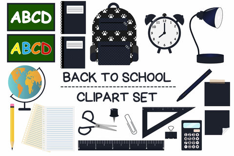 Navy Blue Back To School Clipart Set Sublimation Sublimatiz Designs 