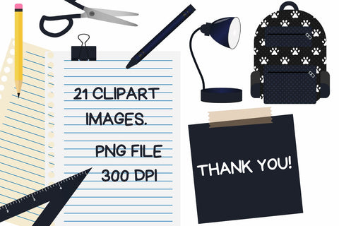 Navy Blue Back To School Clipart Set Sublimation Sublimatiz Designs 