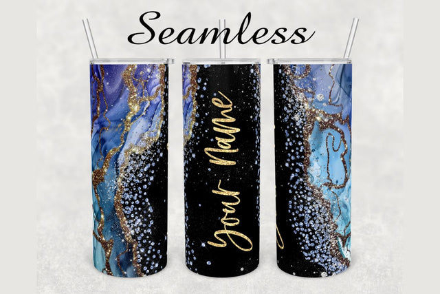 Navy Blue Glitter Marble Tumbler sublimation design 20 oz skinny tumbler wrap Sublimation BambinaCreations 