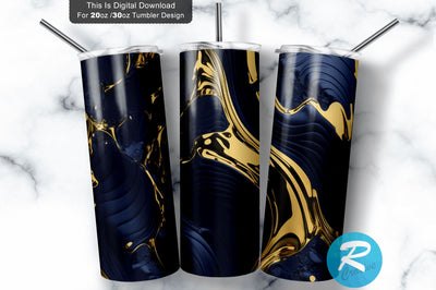 Navy Blue Gold 20 oz / 30 oz Tumbler PNG Sublimation Regulrcrative 
