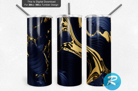 Navy Blue Gold 20 oz / 30 oz Tumbler PNG Sublimation Regulrcrative 