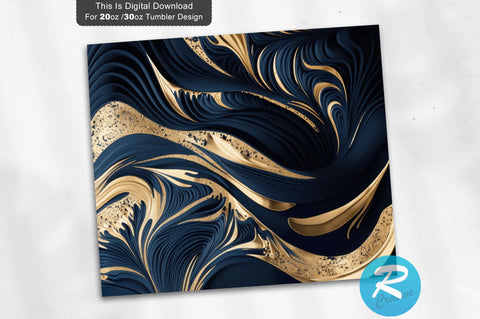 Navy Blue Gold effect 20 oz / 30 oz Tumbler PNG Sublimation Regulrcrative 