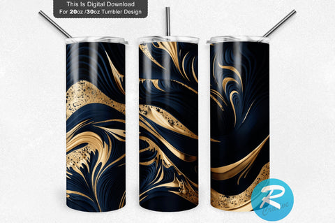 Navy Blue Gold effect 20 oz / 30 oz Tumbler PNG Sublimation Regulrcrative 