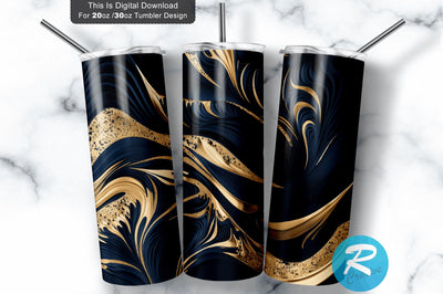 Navy Blue Gold effect 20 oz / 30 oz Tumbler PNG Sublimation Regulrcrative 