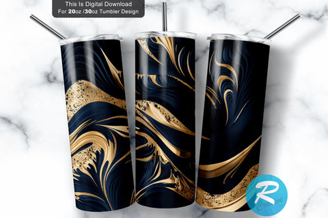 Navy Blue Gold effect 20 oz / 30 oz Tumbler PNG Sublimation Regulrcrative 