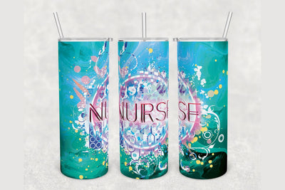 Navy Blue Nurse Gift Tumbler sublimation design 20 oz skinny tumbler wrap Sublimation BambinaCreations 