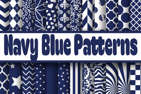 Navy Blue Patterns Digital Paper Sublimation Old Market 
