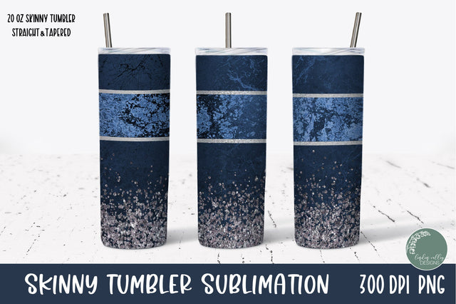 Navy Marble Skinny Tumbler-Marble Tumbler Wrap PNG Sublimation Linden Valley Designs 