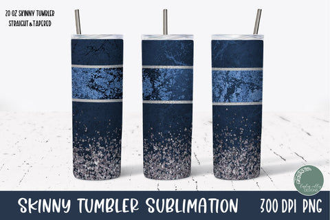 Navy Marble Skinny Tumbler-Marble Tumbler Wrap PNG Sublimation Linden Valley Designs 
