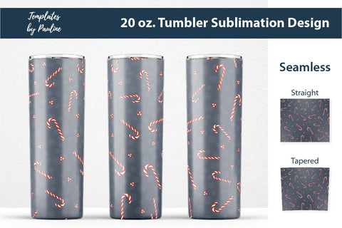 Navy Seamless Christmas Candy Cane Tumbler Wrap Sublimation Templates by Pauline 