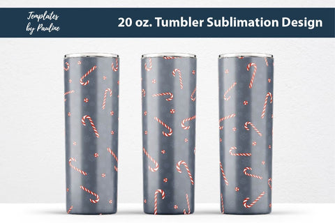 Navy Seamless Christmas Candy Cane Tumbler Wrap Sublimation Templates by Pauline 